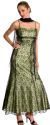 Empire Style Floral Lace Dress in Black/Green color